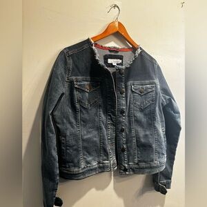 Denim Jacket with Frayed Collar Biden fall Cabincore size 10 women’s casual